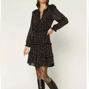 Current Air Ruffled Dot Midi Dress